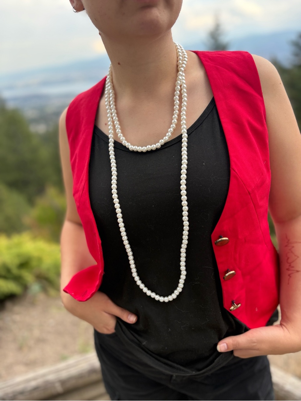 Ladies Red Vintage Vest Frangao